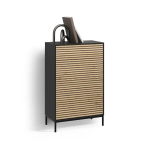 Kommode Aterno Goldkraft Eiche/Anthrazit 76 x 120 cm mit 5 Schubladen livinity®