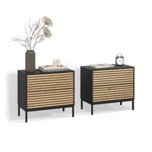 Nachttisch Aterno Goldkraft Eiche/Anthrazit 2er set livinity®