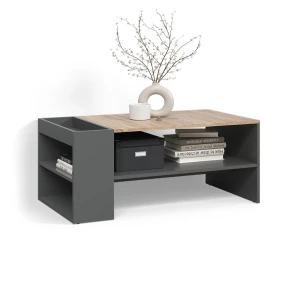 Couchtisch Piave Anthrazit/Sonoma mit Regalen livinity®