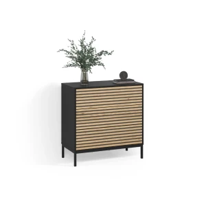 Kommode Aterno Goldkraft Eiche/Anthrazit 80 x 81.2 cm 2 Schubladen livinity®