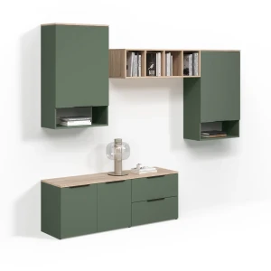 Wohnwand Piave Grün 5 Teile livinity®