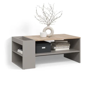 Couchtisch Piave Greige mit Regalen livinity®