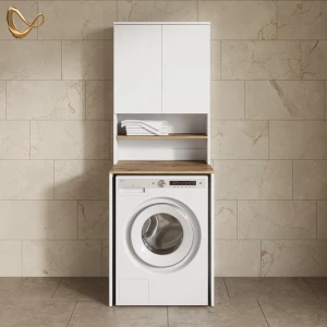Waschmaschinenschrank Paolina Weiß/Artisan 68 x 88.2 cm 2 Teile mit Regal livinity®