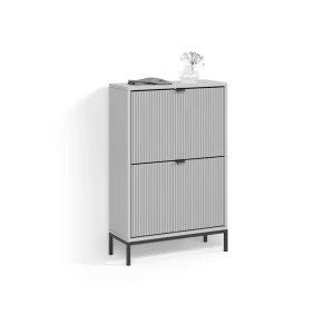 Schuhkipper Aterno Grau 60 x 92 cm mit 2 Klappschubladen livinity®