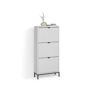 Schuhkipper Aterno Weiß 60 x 130 cm mit 3 Klappschubladen livinity®