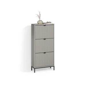 Schuhkipper Aterno Grau 60 x 130 cm mit 3 Klappschubladen livinity®
