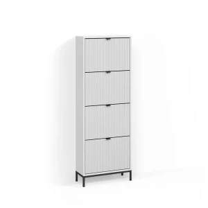 Schuhkipper Aterno Weiß 60 x 168 cm mit 4 Klappschubladen livinity®