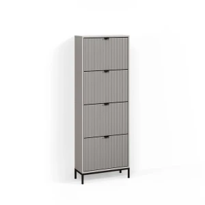 Schuhkipper Aterno Grau 60 x 168 cm mit 4 Klappschubladen livinity®