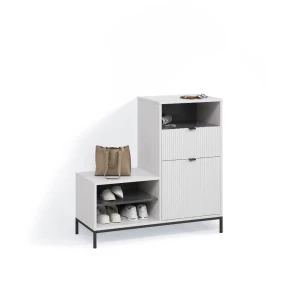 Schuhschrank Aterno Weiß 100 x 98.5 cm mit Tür und Schublade livinity®