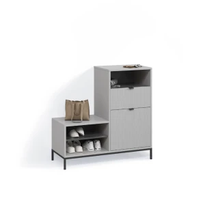 Schuhschrank Aterno Grau 100 x 98.5 cm mit Tür und Schublade livinity®