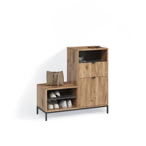 Schuhschrank Aterno Viking Oak 100 x 98.5 cm mit Tür und Schublade livinity®