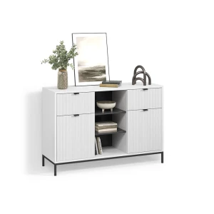 Kommode Aterno Weiß 120 x 81.2 cm mit 2 Schubladen und 2 Türen livinity®