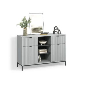 Kommode Aterno Grau 120 x 81.2 cm mit 2 Schubladen und 2 Türen livinity®