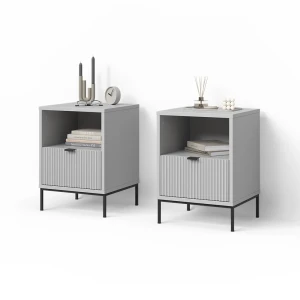 Nachttisch Aterno Grau 2er Set livinity®