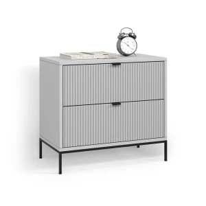 Nachttisch Aterno Grau mit 2 Schubladen livinity®