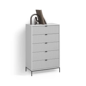 Kommode Aterno Grau 76 x 120 cm mit 5 Schubladen livinity®