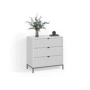 Kommode  Aterno Weiß 42 x 81.2 cm mit 3 Schubladen livinity®
