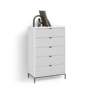 Kommode  Aterno Weiß 76 x 120 cm mit 5 Schubladen livinity®