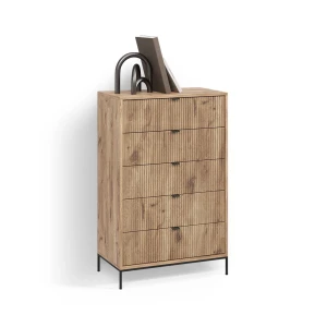 Kommode  Aterno Viking Oak 76 x 120 cm mit 5 Schubladen livinity®