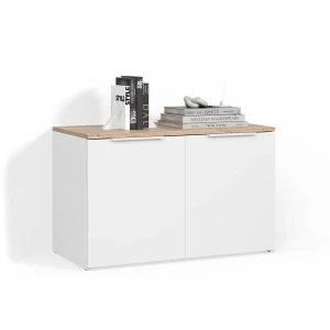Kommode Piave Weiß/Sonoma mit 2 Türen livinity®