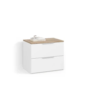 Kommode Piave Weiß/Sonoma 60 x 50 cm mit 2 Schubladen livinity®