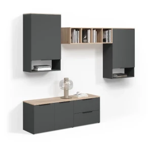 Wohnwand Piave Anthrazit 5 Teile livinity®