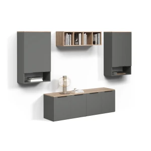 Wohnwand Piave Anthrazit 5 Teile livinity®