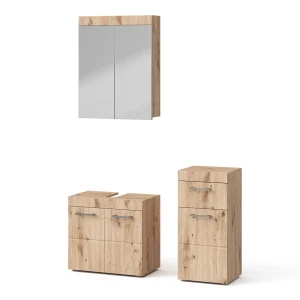 Meubles bain Luna Chêne Wotan 3 pièces, avec armoire de milieu Vicco