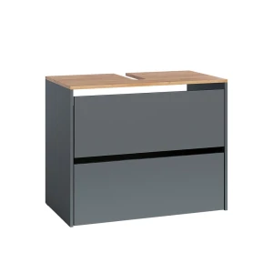 Waschbeckenunterschrank Viktor Anthrazit/Goldkraft Eiche 80.2 x 65 cm Vicco
