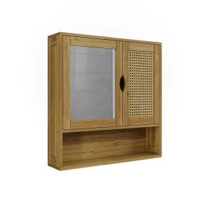 Badeværelsesspejlskab Liora Bambus 56 x 58 cm med spejl Vicco