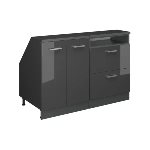 Szafka kuchenna na dach skośny R-Line Antracyt wysoki połysk 120 cm Zestaw 2 korpusów szafy głębokość 60 cm Vicco