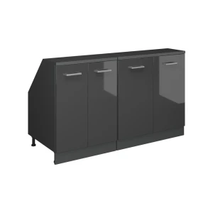 Zestaw szafek na dach skośny Rion Antracyt wysoki połysk 140 cm Zestaw 2 korpusów szafy głębokość 60 cm Vicco