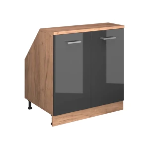 Wardrobe for sloping ceiling Rion Antracit højglans 80 x 81.6 cm med 2 døre, skabskorpus 60 cm dybde Vicco