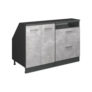 Küchenschrank für Dachschrägen R-Line Beton 120 cm 2er Set Schrankkorpuss 60 cm Tiefe Vicco