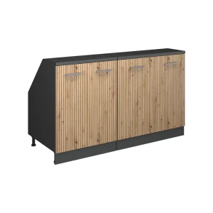 Küchenschrank für Dachschrägen R-Line Artisan-Eiche 140 cm 2er Set Schrankkorpuss 60 cm Tiefe Vicco