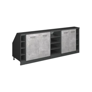 Küchenschrank für Dachschrägen R-Line Beton 210 cm 5er Set Schrankkorpuss 60 cm Tiefe Vicco