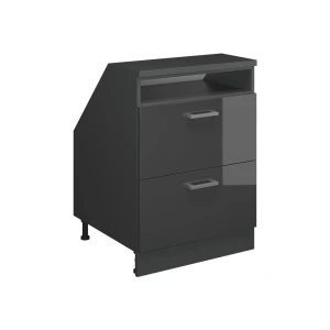 Skab til skrå væg Rion Antracit højglans 60 x 81.6 cm med 2 skuffer, skabskorpus 60 cm dybde Vicco