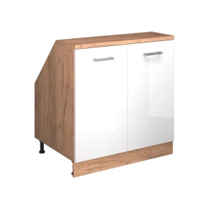 Wardrobe for sloping ceiling Rion Hvid højglans 80 x 81.6 cm med 2 døre, skabskorpus 60 cm dybde Vicco
