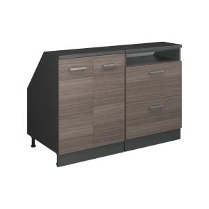 Küchenschrank für Dachschrägen R-Line Edelgrau 120 cm 2er Set Schrankkorpuss 60 cm Tiefe Vicco