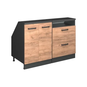 Køkkenskab til skrå væg R-Line Gold power oak 120 cm Sæt af 2 skabskorpusser 60 cm dybde Vicco