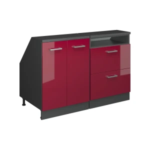 Küchenschrank für Dachschrägen R-Line Rot Hochglanz 120 cm 2er Set Schrankkorpuss 60 cm Tiefe Vicco