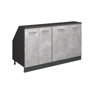 Szafka kuchenna na dach skośny R-Line Beton 140 cm Zestaw 2 korpusów szafy głębokość 60 cm Vicco