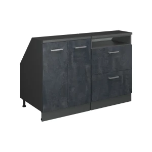 Armario de cocina para techo inclinado R-Line Hormigón negro 120 cm Lote de 2 carcasas de armario 60 cm de profundidad Vicco
