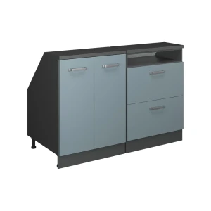 Küchenschrank für Dachschrägen R-Line Blau-Grau 120 cm 2er Set Schrankkorpuss 60 cm Tiefe Vicco