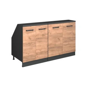 Køkkenskab til skrå væg R-Line Gold power oak 140 cm Sæt af 2 skabskorpusser 60 cm dybde Vicco