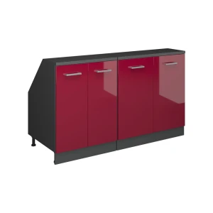 Küchenschrank für Dachschrägen R-Line Rot Hochglanz 140 cm 2er Set Schrankkorpuss 60 cm Tiefe Vicco