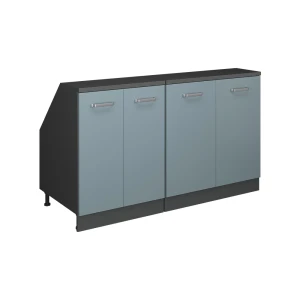 Küchenschrank für Dachschrägen R-Line Blau-Grau 140 cm 2er Set Schrankkorpuss 60 cm Tiefe Vicco
