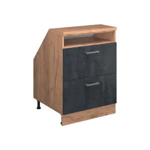 Skab til skrå væg Rion Sort beton 60 x 81.6 cm med 2 skuffer, skabskorpus 60 cm dybde Vicco