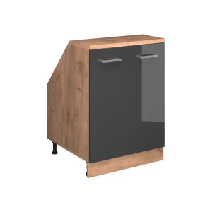 Mobile sottotetto Rion Antracite lucido 60 x 81.6 cm con 2 porte, corpio 60 cm profondità Vicco