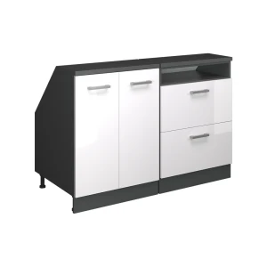 Set di mobili sottotetto Rion Bianco lucido 120 cm Set di 2 carcasse armadio profondità 60 cm Vicco